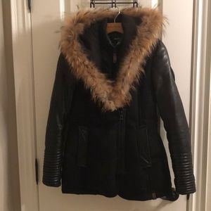 Rudsak, leather sleeve parka
